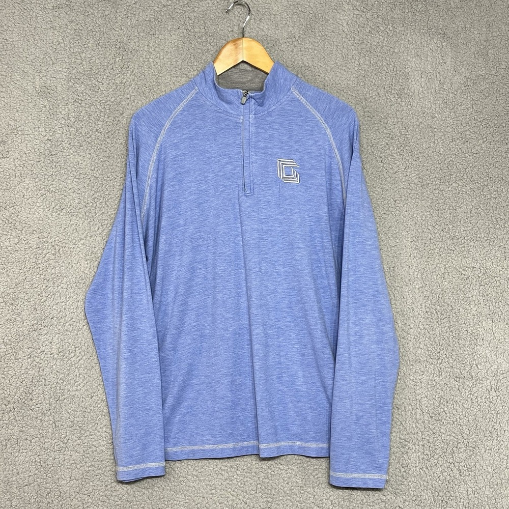 Johnnie-O Sweater Mens XL Blue Pullover Quarter Zip Golf Lightweight Performance